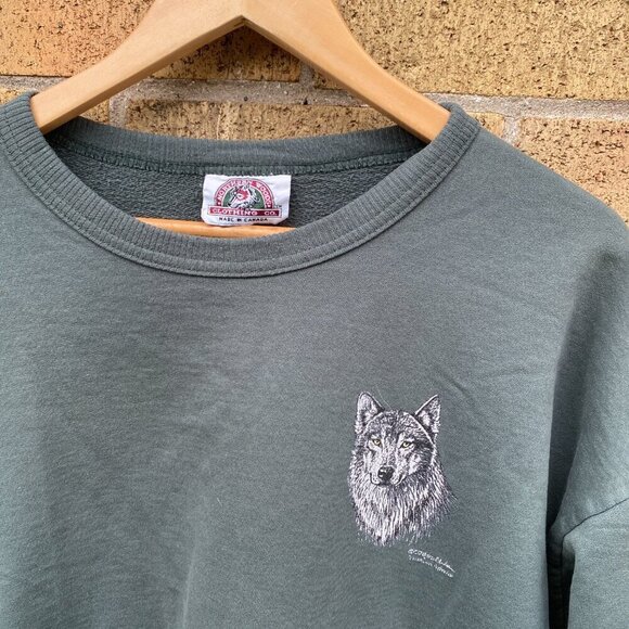Vintage 1993 Northern Woods Wolf Print Crewneck XL - Picture 1 of 8